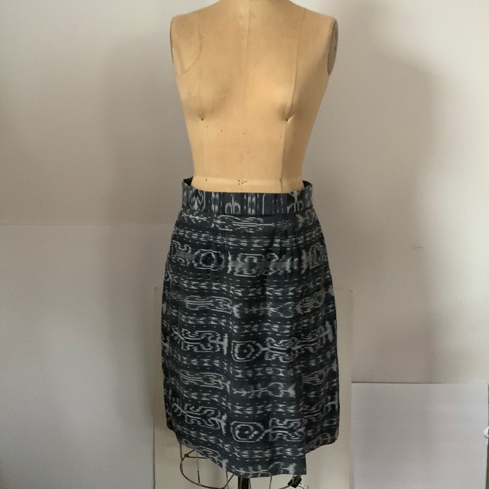 Vintage Skirt Aztec Ikat inspired cotton weave S handmade